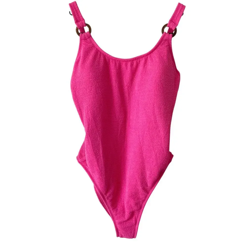 SHADE & SHORE NWOT One Piece Swimsuit High Leg Medium Coverage Pink Size XS